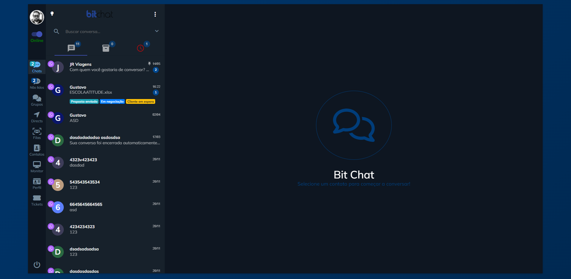 Interface do Bit Chat